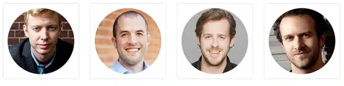 vlnr: Steve Huffman, Peter Koomen, Robert Gentz en Jason Fried.